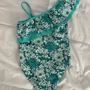 Janie and Jack Teal Floral Bathing Suit Size 4